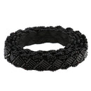 1 Yard Black Glass Beads Beaded Chain Ribbon Trim Applique for Sewing Crafts DIY 1.5cm