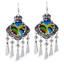 Women Fashion Stud Earings Retro Multicolor Embroidery Tassels Dangle Earrings