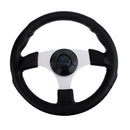 Heavy Duty 340mm Steering Wheel 3 Spoke Black Comfort Grip & Center Cap for Yacht Marine Boat