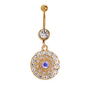 304 Stainless Steel Round Crystal Zircon Navel Belly Button Ring Body Piercing