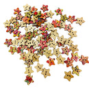 50 Pieces Floral Stars Shape Wooden Flatback Buttons for DIY Sewing Craft Decoration 17mm