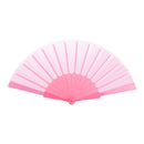 Polyester Fabric Hand Fan Flat Plain Plastic Keel Folding Purse Bamboo Girl PINK