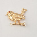 Antique Gold Crystal Bird Animal Brooch Pin Jewelry Gift for Men Women Kids