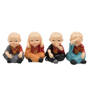 4Pieces Resin Little Expression Monk Figurine Fairy Garden DIY Landscaping Craft