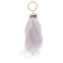 Manmade Rabbit Hair Handbag Car Keychain Keyring Charm - Light Grey