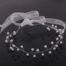 Silver Lady Girls Flower Pearls Headband Ribbon Hair Accessories
