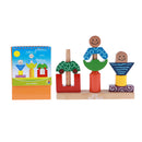 Wooden Toy Wood Shape Color Block Sun Moon DIY Hand Work Match Building Pillar Game Birthday Christmas Gift