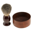 Wooden Men's Shaving Brush with Shave Mug Bowl Barber Beard Soap Cup Set - convenient to use and creat lather
