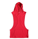 Mens Casual Gym Sportswear Clothing Hooded Racerback Tank Top Bodybuilding Vest Deep Cut Top Red XL