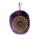 Engraved Amethyst Chakra Reiki Energy Healing Crystal Jewellery Pendant