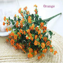 Artificial Silk Gypsophila Baby's Breath Flower Plant Home Wedding Bedroom Living Room Bridal Bouquet Decor Flowers Orange