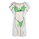 Fun Women Polka Dots Bikini Cover-up T-shirt Tee Tops Birthday Gift Pajamas