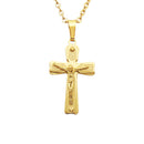 Stainless Steel Gold Cross Jesus Crucifix Pendant Necklace For Men Women