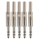 5pcs 6.35mm 1/4'' Male to Female Stereo Jack Microphone Audio Cable Connector Silver