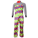 Clown Costume Grids Suspender Trousers Set Halloween Masquerade Mens Fancy Dress