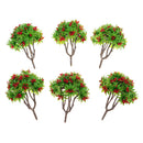 6 Pieces 1:100 HO Scale 10cm/3.39'' Model Green Trees with Red Flower Layout Train Landscape Building Park Garden Forest Scenery DIY