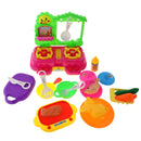 Pink Kitchen Play Set with Lights & Sounds Kids Cooking Pretend Play Set 18 Pieces / Set