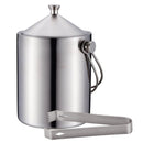 Ice Bucket, Insulated Stainless Steel Double Walled Ice Bucket with Lid, Stainless Steel Ice Tongs Set, Silver