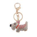 Fashion Rhinestone Crystal Pink Dog Charm Purse Bag Key Ring Keychain Keyfob