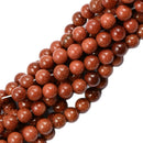 8mm Round Gold Sand Stone Gemstone Loose Beads DIY Jewelry Making 15''Strand
