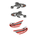 2 Pairs / Set Vinyl Shark Mouth Teeth & Fish Bone Kayak Dinghy Fishing Boat Decals Car Bumper Wall Funny Stickers