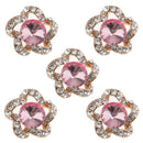 5 Piece Alloy Flower Rhinestone Pearl Shank Buttons for Sewing Crafting 20mm