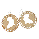 Unfinished Wooden Earring Africian Map Cutout Drop Hook Earring Jewelry