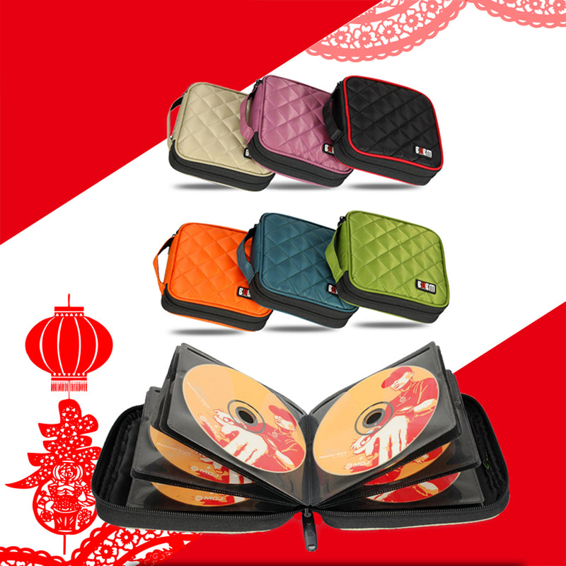 32 Discs CD DVD Blue-ray Bag Case Holder Storage Wallet Portable BUBM Red