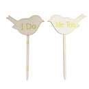 Set of 2pcs I DO ME TOO Love Birds Wedding Engagement Wooden Cake Topper