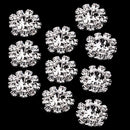 10 Pieces Rhinestone Flower Sewing Buttons DIY Crafts 16mm Silver