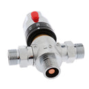 Solid Brass 3-Way Thermostatic Mixing Valve 1/2'' Male Connections, Temperature Adjustment