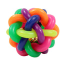 Pet Dog Cat Sensitivity Training Exercise Toy Rainbow Rubber Round Ball With Bell Puppy Pet Toy Multicolor 8.5cm