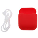 Red Silicone Rubber Shockproof Case Portector Cover + White Connect Rope Cable Strap for Apple Wireless Earphone iphone 7 7plus AirPods