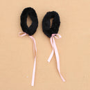 1 Pair Fashionable Animal Cosplay Soft Plush Wristbands Bracelet Handwear Christmas Halloween Party Props Costume Accessory Black