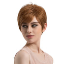 10'' Fashion Women Full Wigs Human Hair Natural Short Straight for Party Cosplay +Free Wig Cap,Hair Clip,Steel Comb Light Brown