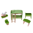 Set of 9 Pieces Green Dollhouse Miniature Nursery Room Furniture Set Kid Pretend Play Toy