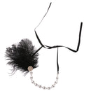 Black Feather Fascinator Rhinestone Hair Band Headband for Bride Wedding