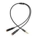 3.5mm Headphone Audio Splitter Jack Male to 2 Dual Female Cable Adapter,Y Splitter Cable for iPhone,Samsung,Tablet,Mp3,Hedaphone,Headset,Aluminum case Connector 30cm Cable Black