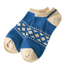 Mens Fashionable Comfortable Stretch Fit Ankle Crew Low Cut Casual Cotton Ethnic Sport Socks Foot Toe Socks 1 Pair Blue
