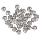 Silver Plated Hollow Filigree Round Ball 8mm Metal Spacer Beads for Jewelry Making Findings Pack of 100 Pcs