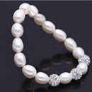 Charm Wedding Jewelry Freshwater Pearl Bead Crystal Alloy Ball Cuff Bracelet