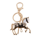 Fashion Rhinestone Crystal Black Horse Charm Purse Bag Key Ring Keychain Keyfob