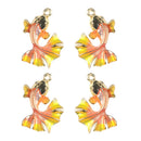 4 Pieces Chic Earrings Dangles Enamel Golden Fish Charms Pendants for Fashion Jewelry Making Bag Zipper Ornaments