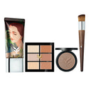 Comestic Makeup Kit with 6 Colors Concealer Palette, Liquid Foundationk, Sponge Puff and Angled Brush, Beauty Tool Set