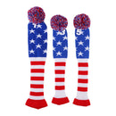 3Pcs/set Golf Headcover Knit Pom Pom Vintage Head Cover