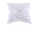 Romantic Rose Wedding Ring Pillow Satin Rhinestone Heart Decor Ring Cushion