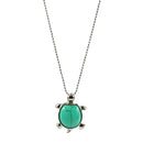 Chakra Green Turquoise Silver Turtle Pendant Necklace Chain Sweater Necklace
