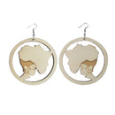 Africian Figure DIY Earrings Natural Unfinished Round Wooden Drop Earrings