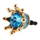 Crystal Crown 3.5mm Jack Anti Dust Plug Earphone Cap Stopper Cover Blue