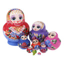 10pcs Russian Nesting Dolls Handcrafted Girls Russian Matryoshka Colorful